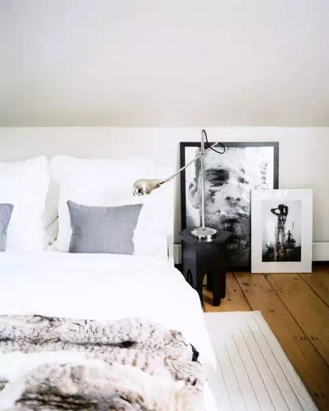 Art unhung in the bedroom of a modular home
