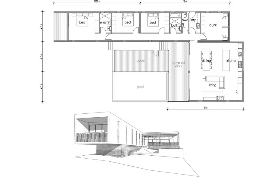 floor plan of Portsea Modular Beach House