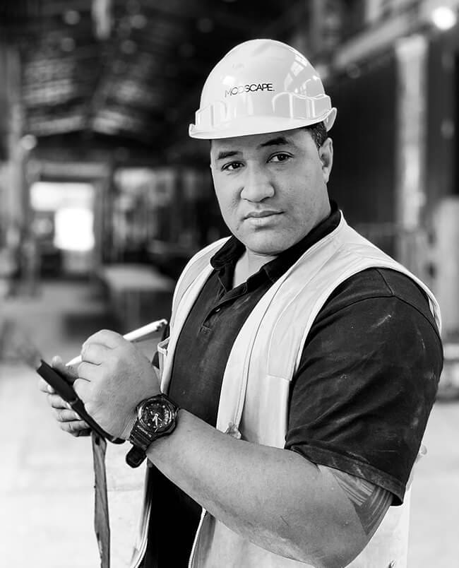construction worker black and white