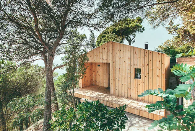 Wood Studio House in Sant Cugat, Spain. Image via Dom Arquitectura